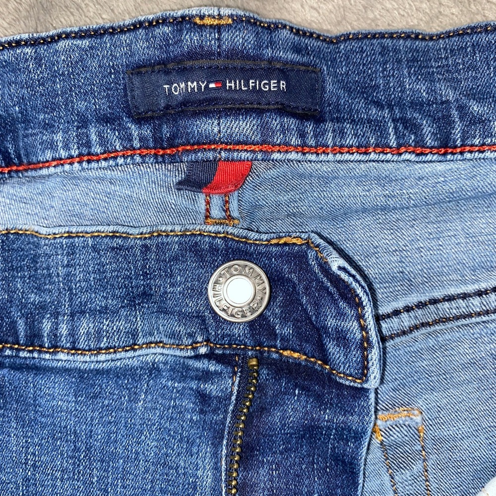 Tommy Hilfiger Jeans Mens 34/32 Blue Fade Whiskers Straight Leg Stretch Denim - Picture 3 of 13